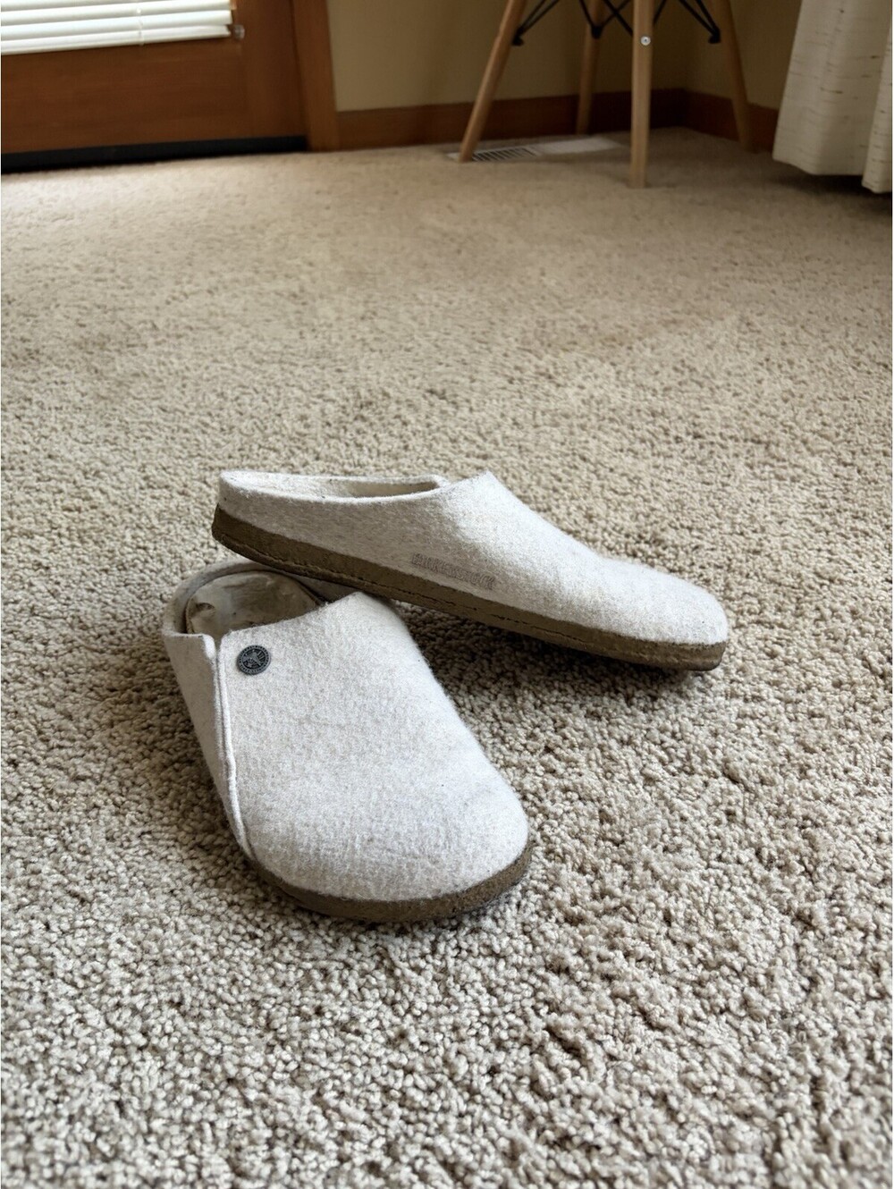Birkenstock Women's Zermatt Shearling Light Cream Wool Felt Slippers Sz 37 US 6